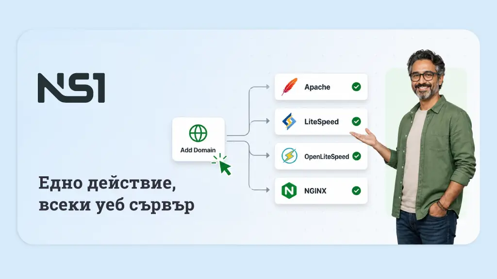 Добавянето на домейн към хостинга е повече от DNS: Автоматична конфигурация от вашия хостинг панел, Едно действие, всеки уеб сървър